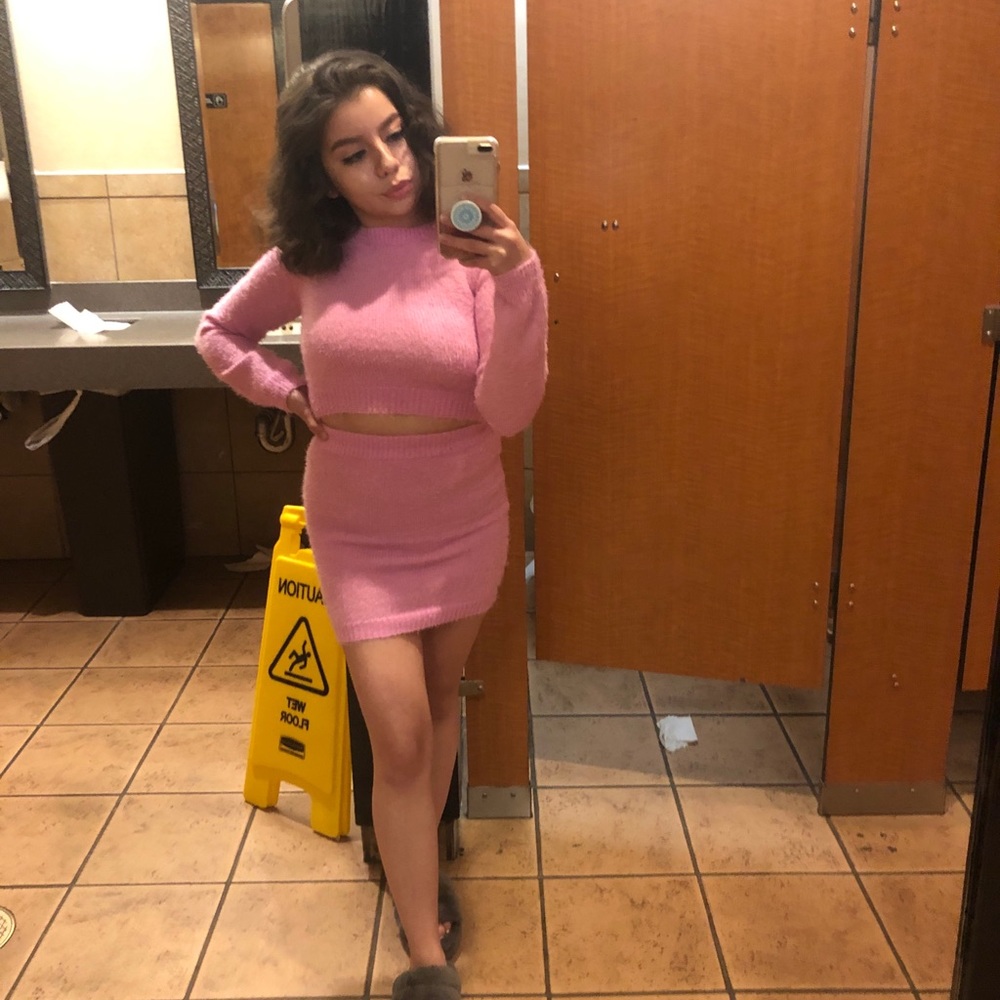 Cute fuzzy two piece